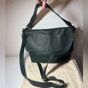 NEW CALMA 11600 Pebbled Emerald Green Leather Purse Made in Spain Crossbody Bag